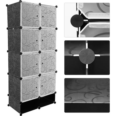 Armoire de Chambre Armoire à Rangement DIY 10 Cubes 5 Étages Noir (1/5)