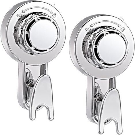 Lot de 2 Crochet à Ventouse Sous Vide Puissante Crochet Porte Torchon Serviette Salle de Bain Ventouse Murale Crochets Ventouse pour Cuisine Torchon Douche Fenêtre Verre (Argent) (1/4)