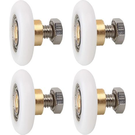 Set of 4 Shower Door Rollers - Replacement Grooved Wheels with M4 Screw - Diameter 23 mm