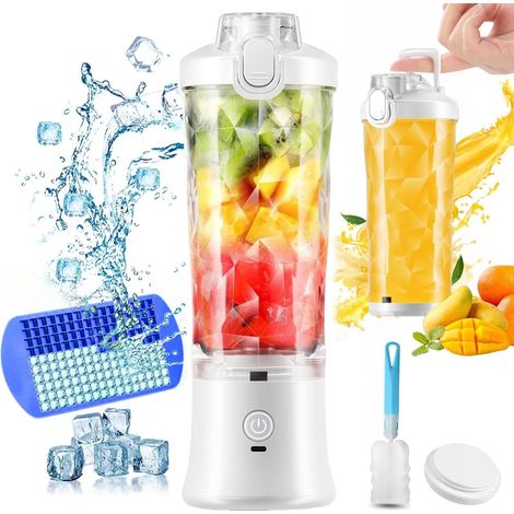 Mini blender portable, blender puissant de 150 W pour milkshakes et smoothies, format individuel, 6 lames,  USB. Couleur : blanc. (1/5)