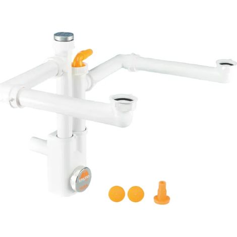 SIFONE 2 VIE SENZA PILETTA PER LAVELLO A 2 VASCHE ACCIAIO/CERAMICA MODELLO NEW SPAZIO 11/2ø40/50 LIRA SPA