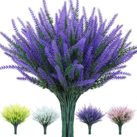 de bouquets fleurs artificielles en lavande floquée pour décoration jardin fenêtre cuisine ou maison-violet Lot 12 plastique (1/4)