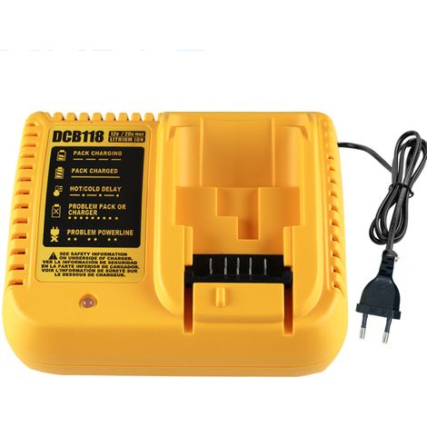 Universelles Akkuladegerät für Dewalt DCB101, DCB105, DCB115, DCB107, DCB206, DCB204, DCB230, DCB240, DCB120, DCB126, DCB612 09, DCB 606 und weitere (1/3)