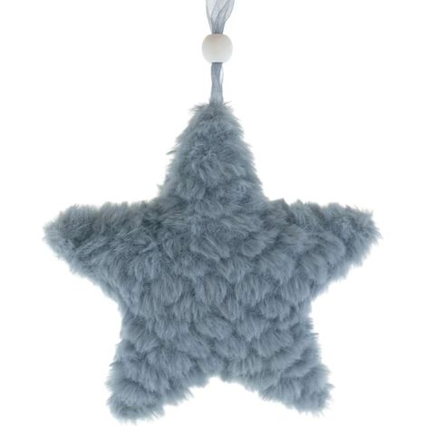 Weihnachtsanhänger Stern Grau Ø 12 cm - Polyester-Plüsch