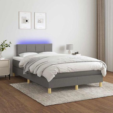 Boxspringbett mit Matratze & LED Dunkelgrau 120x200 cm Stoff (1/5)