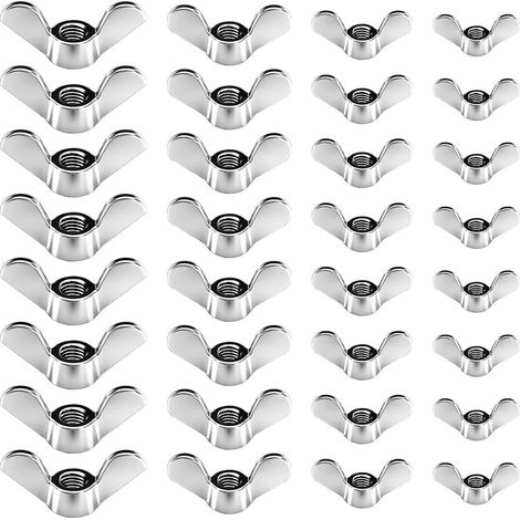 60pcs Stainless Steel Wing Nuts, M4, M5, M6, M8 Wing Nuts, Butterfly Wing Bolts, Metric Thread Assortment Kit for DIY Tool Accessories (1/5)