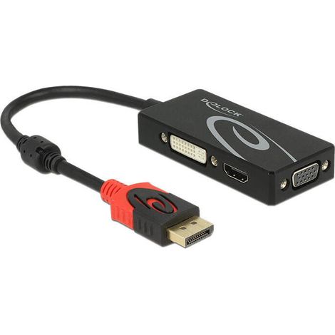 Delock adaptador displayport 1.2 macho vga / hdmi / dvi hembra 4k pasivo negro (1/2)