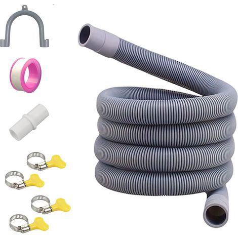 Tuyau d'évacuation pour lave-linge de 2 m, rallonge pour lave-vaisselle et lave-linge, avec 7 accessoires (1/5)