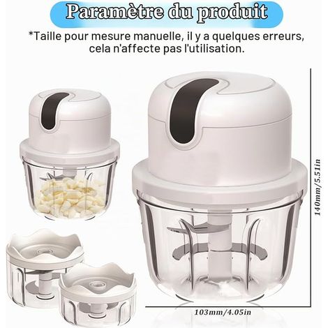 Electric Chopper Mini Food Processor 100ml 250ml 300ml Electric Vegetable Slicer Blades Garlic Press Meat Vegetable Fruit (1/3)