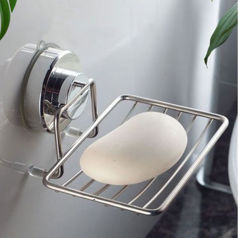 Panier porte - savon mural, acier inoxydable, douche en acier inoxydable, ventouse, porte - savon (1/4)