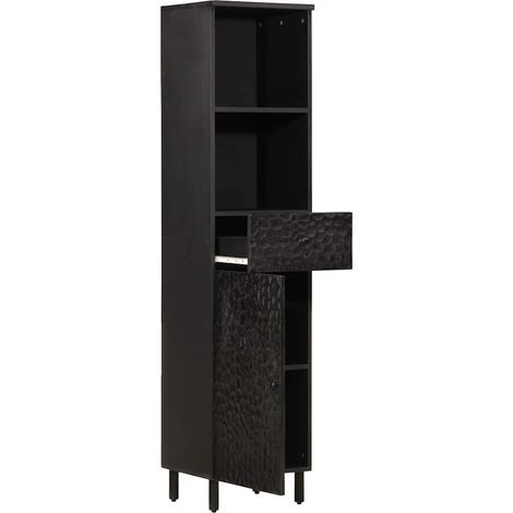 Colonne Meuble de salle de bain - noir 38x33x160 cm bois massif manguier fr3951 - Maison La Vie (1/5)
