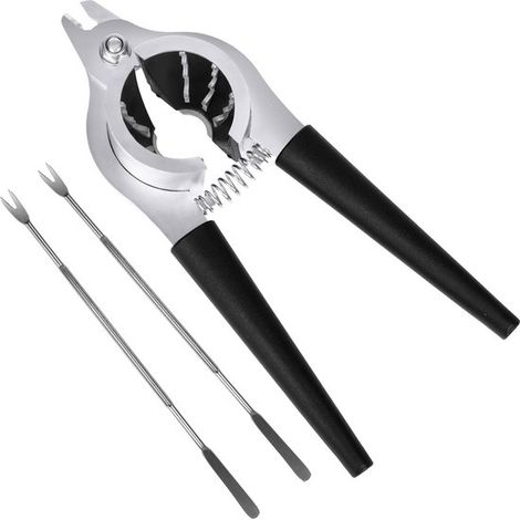 Cascanueces robusto para todo tipo nueces, Cascanueces acero inoxidable fácil usar nueces pecanas otras nueces, mango antideslizante, Color negro (1/5)