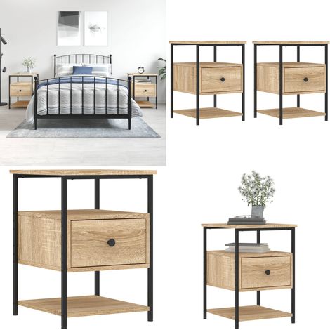 Nachttische 2 Stk. Sonoma-Eiche 40x42x56 cm Holzwerkstoff - Nachttisch - Kommode - Holzwerkstoff - Eiche - Schlafzimmermöbel - Home & Living (1/5)