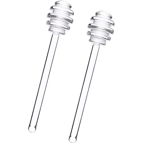 Cuillère à miel transparente en verre de 15,2 cm - Agitateurs - Cuillère à miel - Bâton à miel pour pot à miel - Récipient - Distributeur de miel - Gouttes - Couverts de service transparents (1/5)