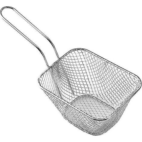 Frittierkorb, Snackeimer, Aufbewahrungskorb für frittiertes Hähnchen, Frittierkorb, Ölsieb, kreativer Geschirrbehälter – J – Klein – Silber