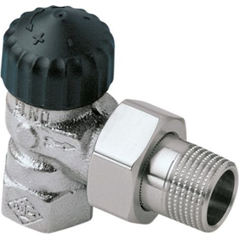 Soupape thermostatique Heimeier laiton rouge nickele R 3/4" forme equerre