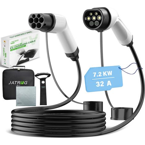 JATRHG Ladekabel für Elektrofahrzeuge, 7,2 kW, 12 m, 32 A, einphasiges Verlängerungskabel für Hybridfahrzeuge vom Typ 2 auf Typ 2