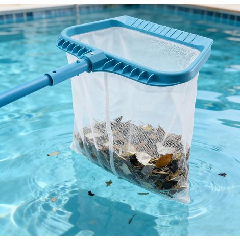 Épuisette à feuilles pour piscine - Robuste - Filet à mailles - Pour feuilles, insectes et herbe - Outil d'entretien - (Manche non inclus) (1/3)