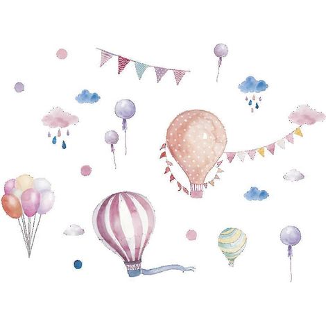 Stickers muraux montgolfières pour chambre d'enfant, en PVC amovible (1/5)