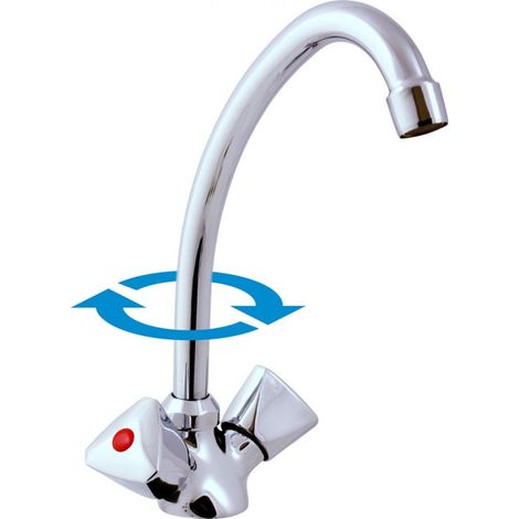 Mélangeur évier basse pression orientable en laiton chromé (1/4)