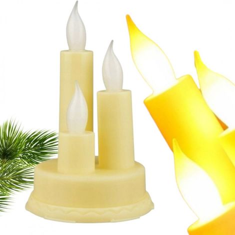 LED-Kerze, batteriebetriebener Einsatz, cremefarben, blinkender Docht, warmweiß, 13,5 cm, LAMP41K