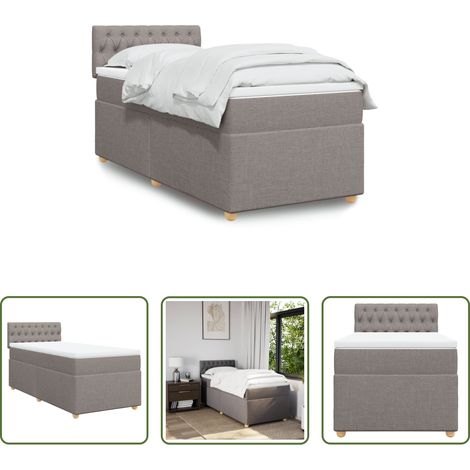 vidaXL Taschenfederkern - Boxspringbett mit Matratze Taupe 90x190 cm Stoff (1/5)