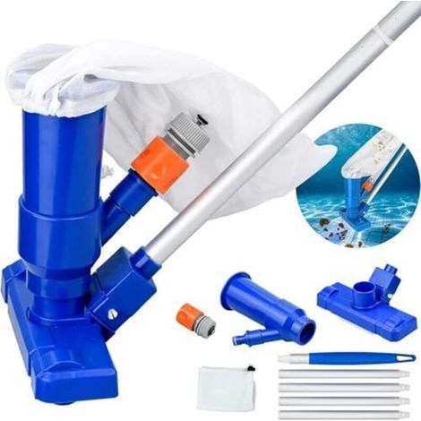 Aspirateur Piscine, Aspirateur Piscine Portable avec Perche Télescopique pour Nettoyage des Piscines - Bleu (1/4)