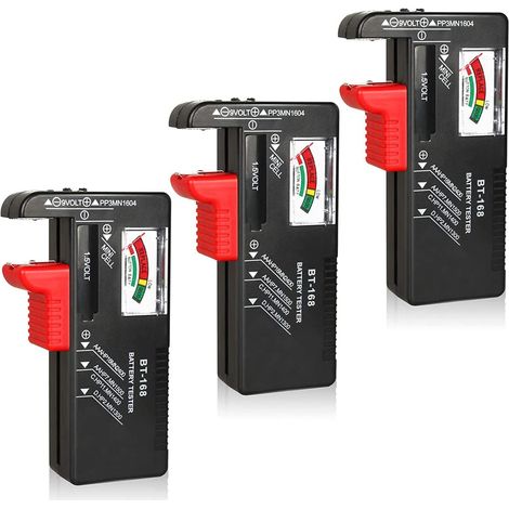 3 Pièces Testeur de Batterie Universel pour Piles AAA, AA, C, D, 9V, 1.5V et Bouton - Petit Testeur pour Piles Domestiques (1/5)