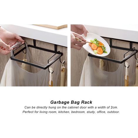 Support mural pour sacs poubelles en fer, accessoire de cuisine noir, rangement déchets pratique