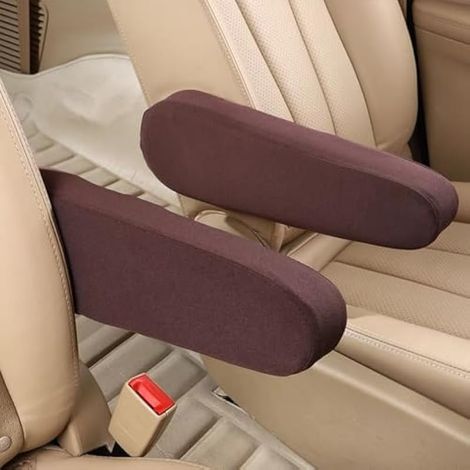 Lot de 2 housses d'accoudoir de rechange en tissu pour accoudoir de siège avant de voiture, accessoires universels d'intérieur de voiture (marron) (1/5)