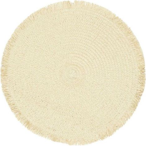 Set De Table - Ronde 38 Cm - Style Bohème - En Plastique Tressé - Pour Protection Et Décoration De Table - Lot De 4 (1/4)