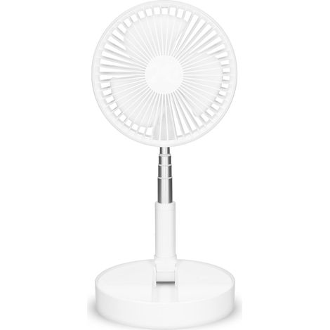 Ventilateur de table - Portable et alimenté par piles - Support télescopique - Batterie 7200mAh - 4 vitesses - Blanc (1/5)