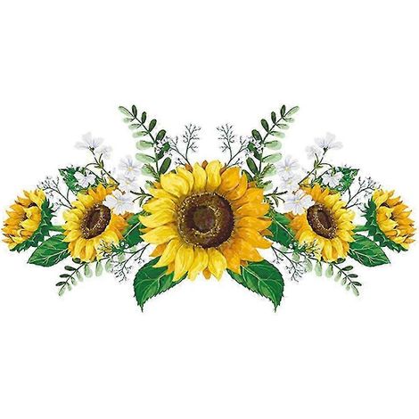 Sticker mural tournesol autocollant, amovible, à faire soi-même, pour chambre d'enfant, chambre ou cuisine. (1/5)