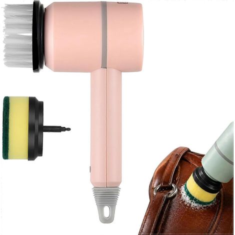 Polisseuse de selle sans fil, brosse rotative électrique rechargeable USB, têtes interchangeables, équipement équestre multi-usage rose (1/5)