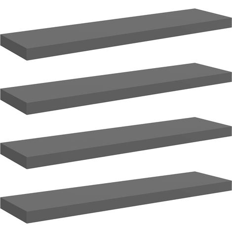 Maison Exclusive - Schweberegale 4 Stk. Hochglanz-Grau 90x23,5x3,
