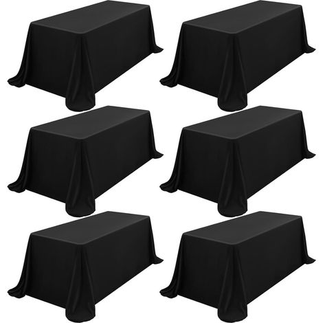 6er Set Tischdecken Schwarz 229x396cm Rechteckig Polyester Waschbar