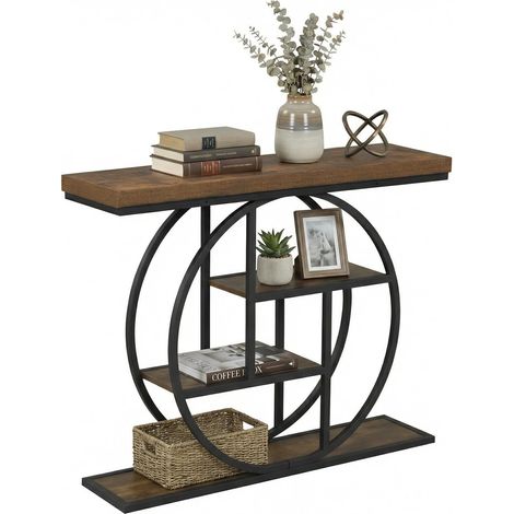 COSTWAY Console Ingresso 4 Ripiani in Legno e Metallo con Anello Decorativo (1/5)