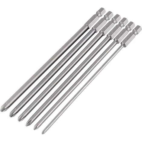 6-teiliges magnetisches Kreuzschlitz-Schraubendreherbit-Set mit Sechskantschaft, 150 mm, 1/4"-Sechskantschaft, für elektrische Handschraubendreher