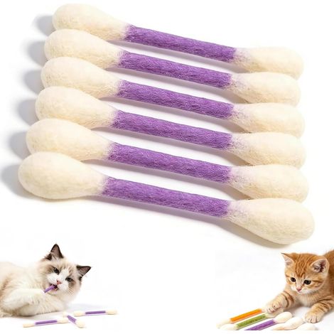 Bâtonnets à mâcher géants en feutre avec herbe à chat, lot de 6, pour occuper les chatons à l'intérieur, cordes de dentition résistantes, accessoires de jeu interactifs en feutre pour chatons (violet) (1/5)