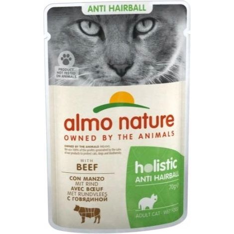 Almo Nature Cat Holistic Anti-Hairball Manzo - Bustina 70 Gr - Cibo Umido Gatti (1/3)