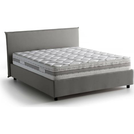 Talamo Italia Doppelbett Bernadette, Containerbett mit Stoffbespannung, 100% Made in Italy, Frontöffnung, mit Matratze Cm 140x200 enthalten, Grau