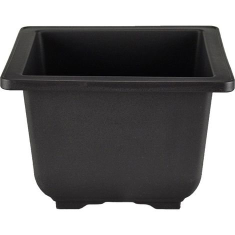 Vaso quadrato alto per Piante e Bonsai in plastica nera cm. 17 (1/2)