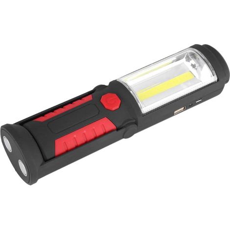 Baladeuse COB 2 en 1, Lampe de Travail LED Rechargeable 3W, Torche 2200mAh Avec Base Magnétique et Crochet Pour Ateliers Automobile Camping Bricolage (Bleu)