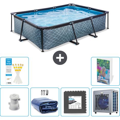 Exit-toys Piscine Exit Rectangulaire - Effet Pierre - 300x200x65 cm - 7-pièces S190 (1/5)