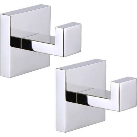 Set mit 2 quadratischen Metallhaken für Badezimmerhandtücher, Bademäntel, robuste Edelstahl-Schraubhaken für Schlafzimmer oder Küche (1/5)
