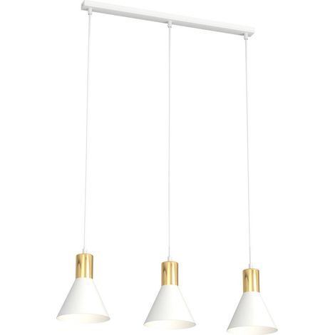 Lampada a sospensione Rosa in acciaio bianco e oro