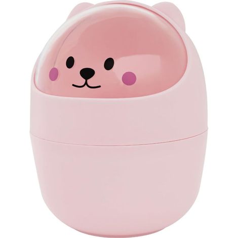 Bardusch-Mini poubelle de bureau rose, design mignon, grande ouverture, en plastique, avec couvercle amovible et panier à déchets amovible. (1/4)
