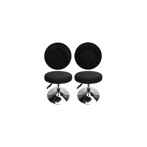 (4 Pièces Noir)Housse Tabouret Rond Housse Tabouret de Bar, Tissu de Luxe, Diamètre 30-40cm, Extensible, Infroissable, Lavable et Anti-Poussière - Crezuo