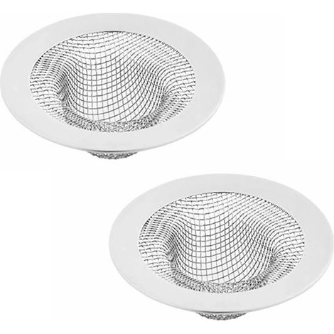 Lot de 2 filtres d'évier de cuisine, 5 cm, en acier inoxydable, filtre attrape-cheveux, filtre de salle de bain en maille pour bonde de baignoire et douche (petite taille) (1/5)