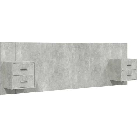 Maison Exclusive - Testiera Letto con Comodini in Legno Multistrato Grigio Cemento